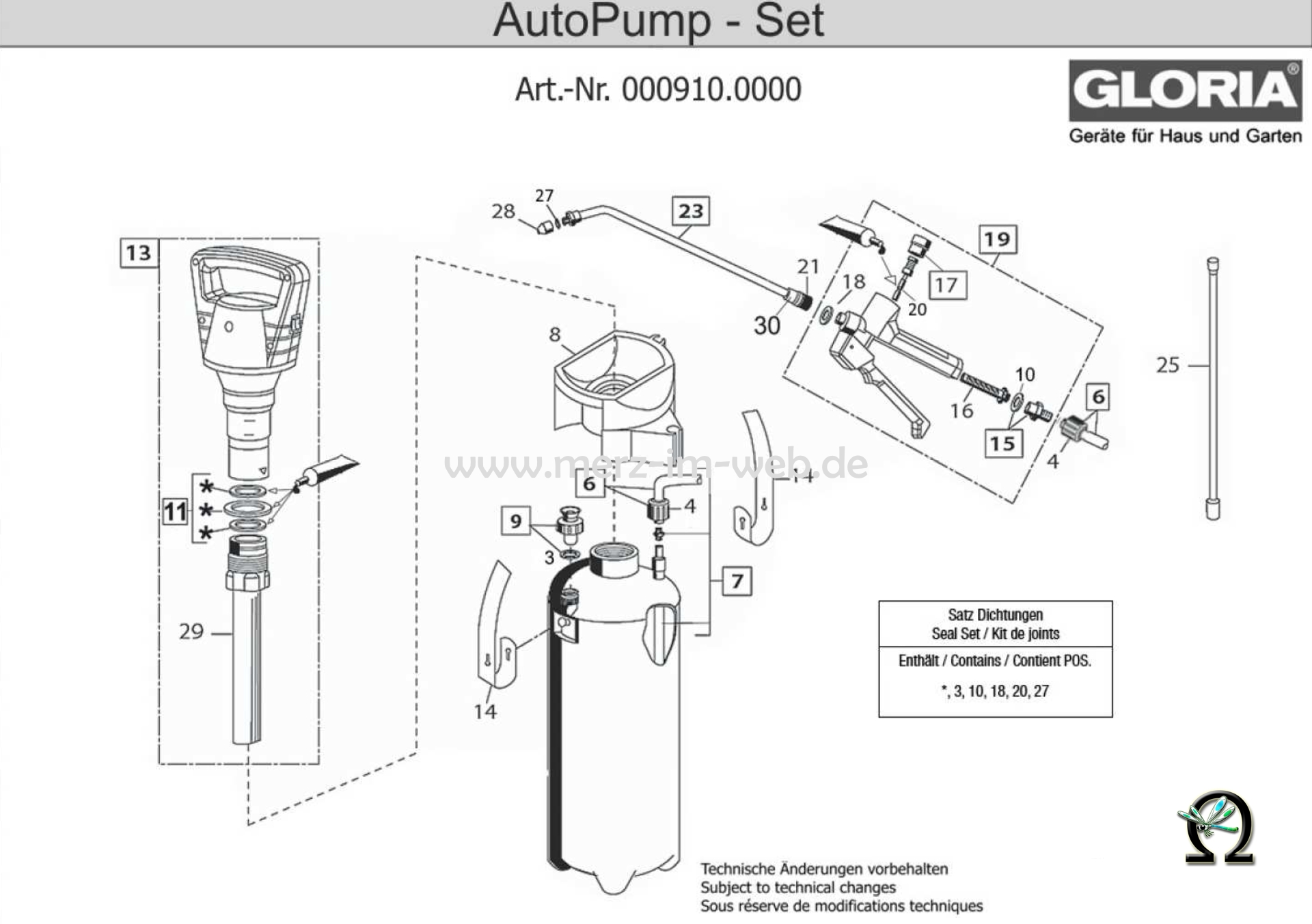 GLORIA Drucksprühgerät AutoPump Set (Bild Nr. 11), GLORIA Dichtungssatz 728456