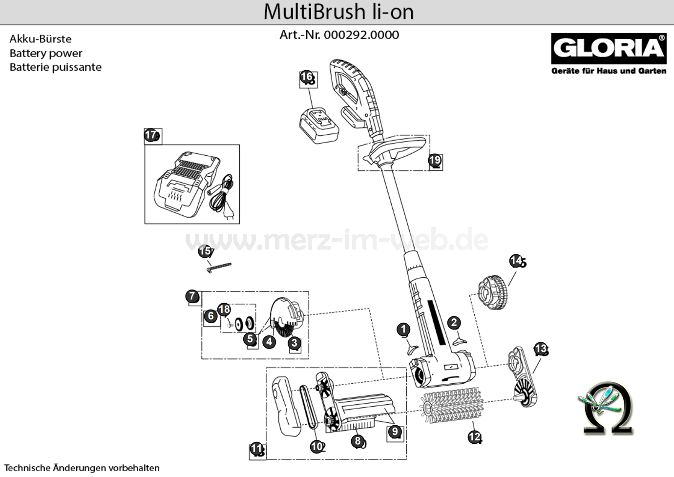 Elektrobürste Gloria MultiBrush mit Ersatzteilliste (Bild Nr. 3), GLORIA MultiBrush Stahldraht-Fugenbürste 728835