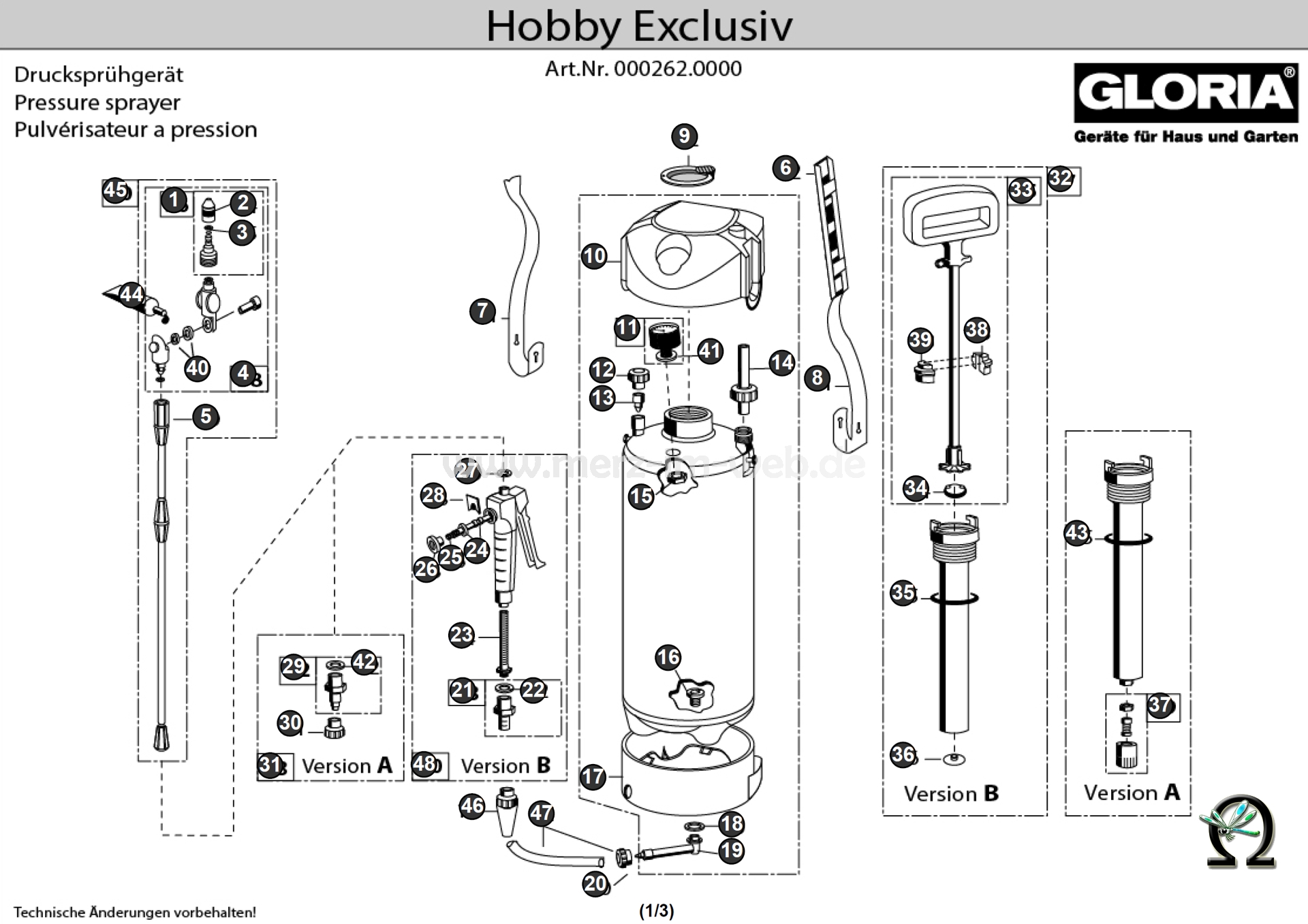 Drucksprühgerät Hobby Exclusiv mit Ersatzteilliste (Bild Nr. 33), GLORIA Pumpengestänge f. Drucksprühgeräte