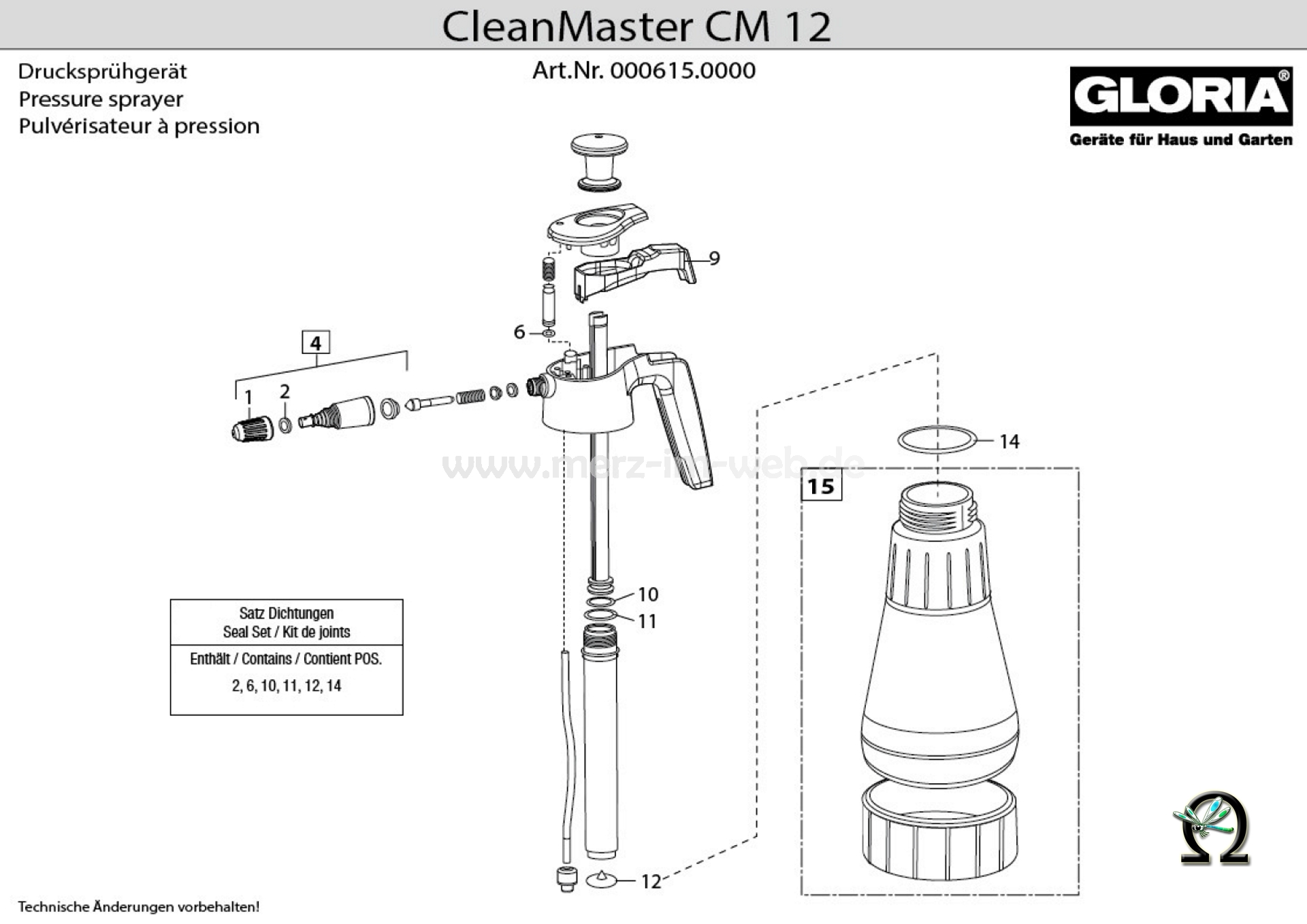 GLORIA Handsprühgerät CleanMaster CM 12 Bild Nr. 1, GLORIA Düse 540557