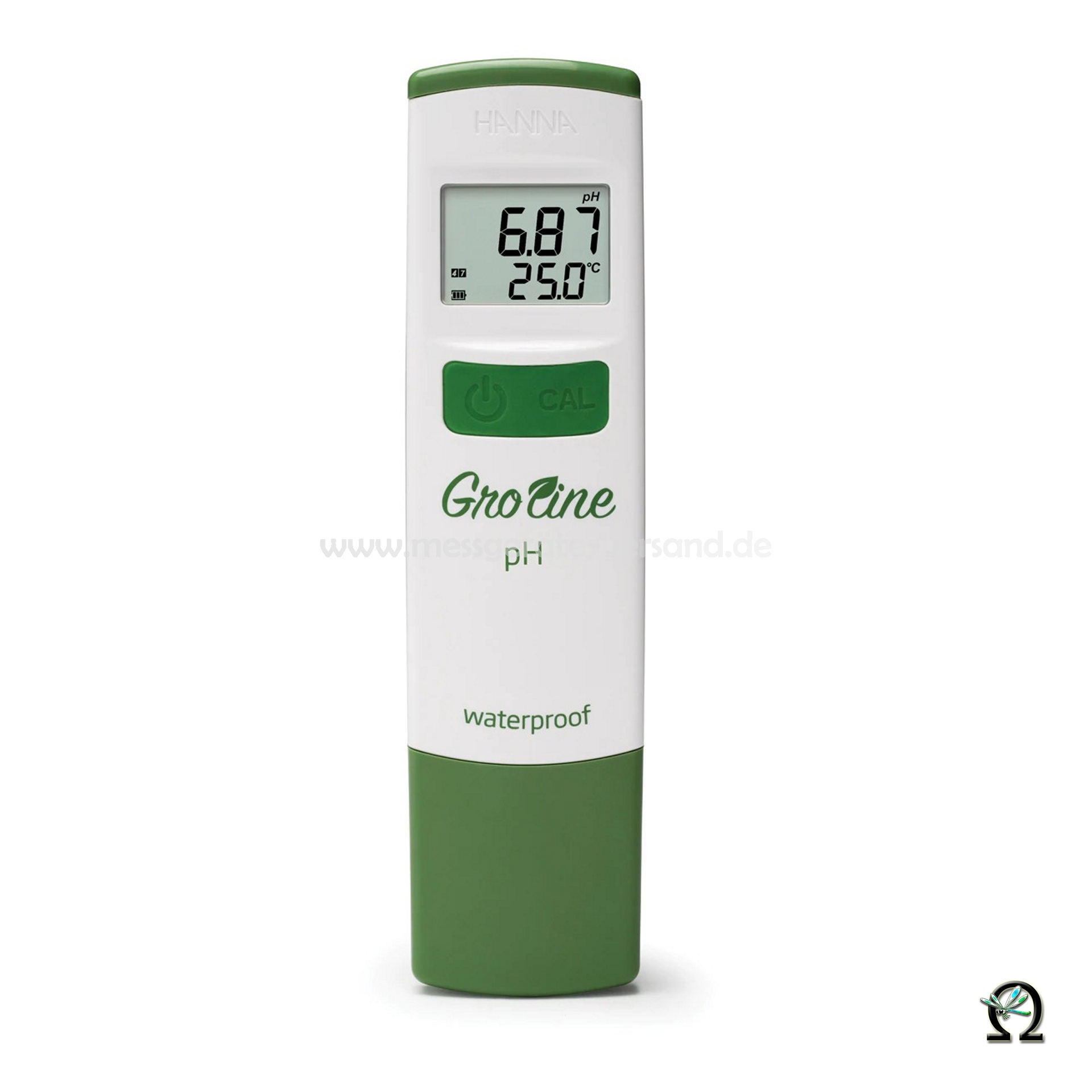 Hanna pH- und Temperatur-Tester GroLine HI98118 mit aufgesteckter Schutzkappe