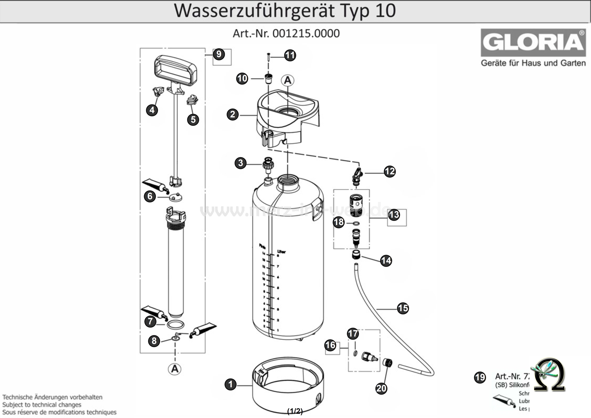 GLORIA Wasserzuführgerät Typ 10 Bild Nr. 4 bzw. 5, GLORIA Führungsschalenhälfte 539838