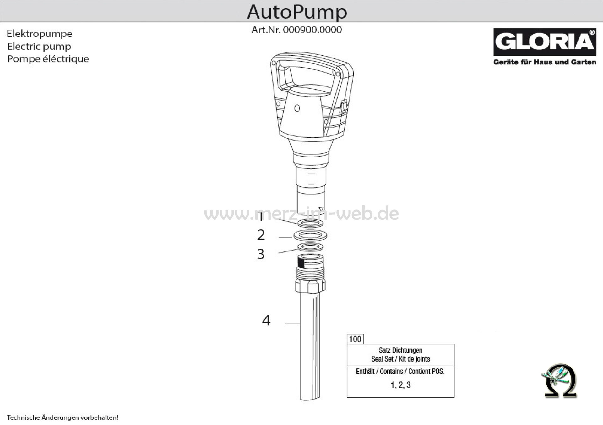 GLORIA AutoPump (Bild Nr. 100), GLORIA Dichtungssatz 728456