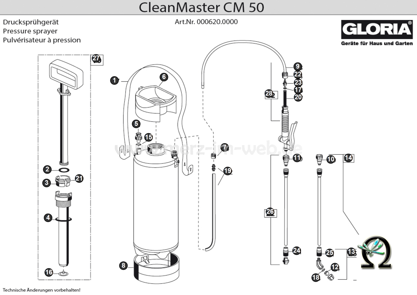 GLORIA Drucksprühgerät CleanMaster CM50 Bild Nr. 27, GLORIA Pumpe schwarz 728005