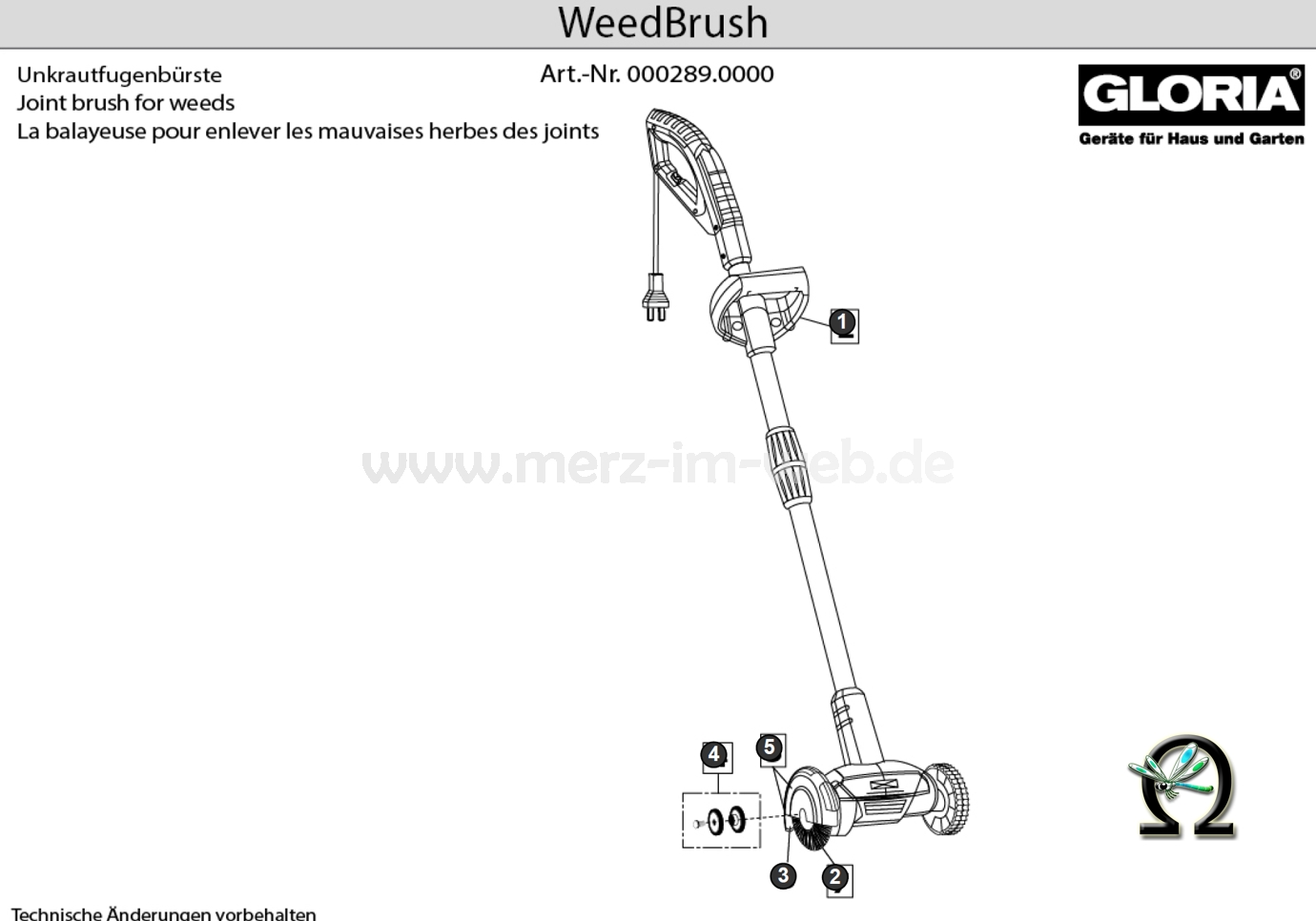 GLORIA WeedBrush, Zeichnung der Einzelteile