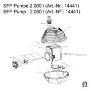 Explosionszeichnung mit Ersatzteilliste für die Gartenteichpumpe SFP-2000 (Bild Nr. 8)