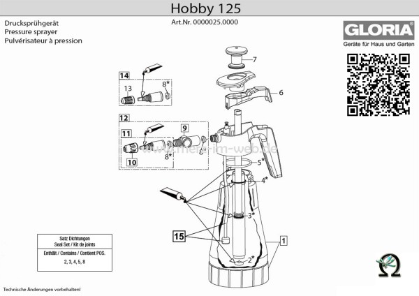 GLORIA Handsprühgerät Hobby 125 Bild Nr. 2, GLORIA Ventilmembran 540608