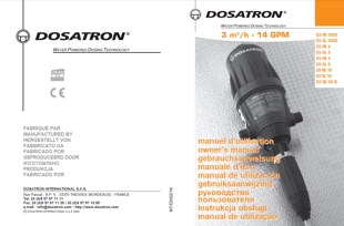 Die Bedienungsanleitung für die Dosatron D3T Dosierpumpe Typ VF 0,5 und 5% als PDF-Datei zum herunterladen und ausdrucken