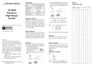 Testkit HI3842 für Gesamthärte 400-3000 mg/l (ppm) Gebrauchsanleitung englisch als PDF-Datei zum herunterladen und ausdrucken